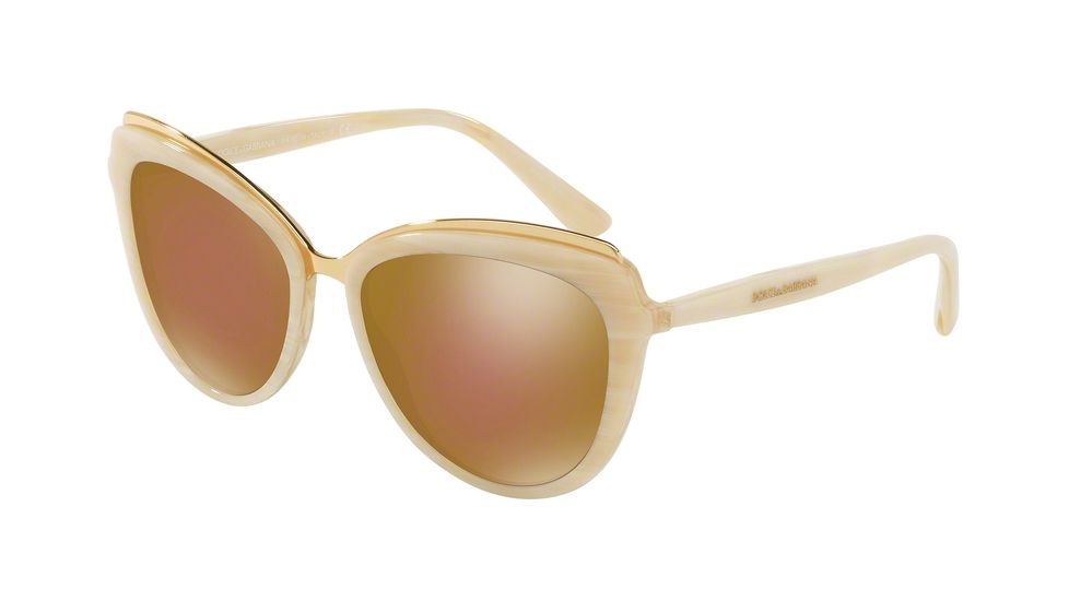 Dolce&amp;Gabbana DG4304F Progressive Prescription Sunglasses DG4304F-3084F9-57 - Lens Diameter 57 mm, Frame Color Beige Horn