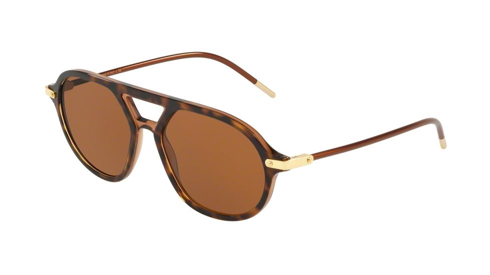 Dolce&amp;Gabbana DG4343 Progressive Prescription Sunglasses, 54mm, Top Havana On Transp Brown, DG4343-318573-54-PRO
