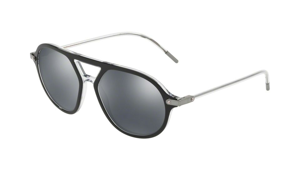 Dolce&amp;Gabbana DG4343 Progressive Prescription Sunglasses, 54mm, Top Black On Crystal, DG4343-675-6G-54-PRO