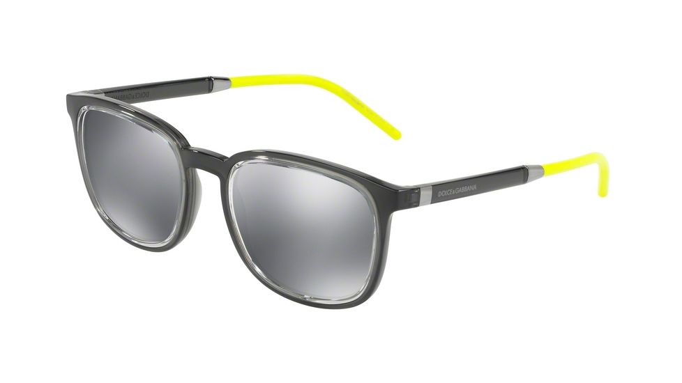 Dolce&amp;Gabbana DG6115 Sunglasses 31606G-53 - Transparent Grey Frame, Grey Mirror Black Lenses
