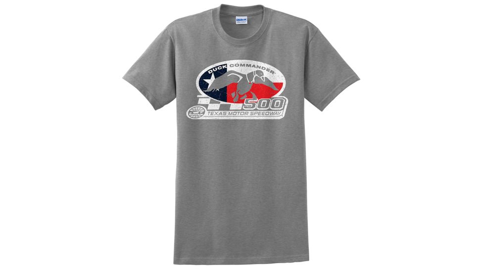 Duck Commander DS500TFM07 Texas Flag T-Shirt Short Sleeve Gray Med Cotton