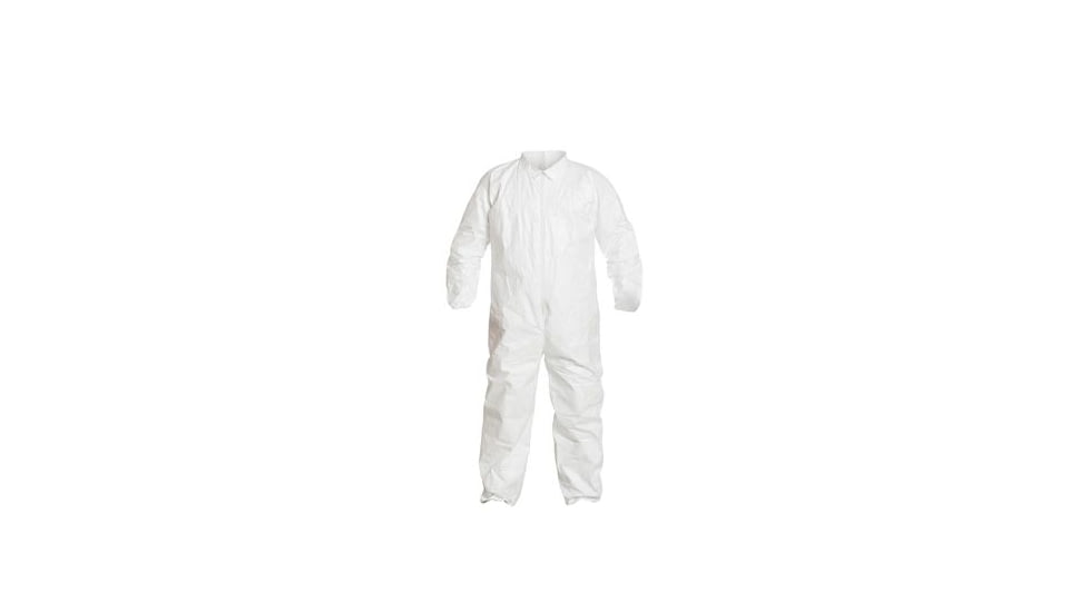 DuPont IC181S Tyvek IsoClean Coverall w/Elastic Wrists and Ankles, White, Large, Case of 25, IC181SWHLG00