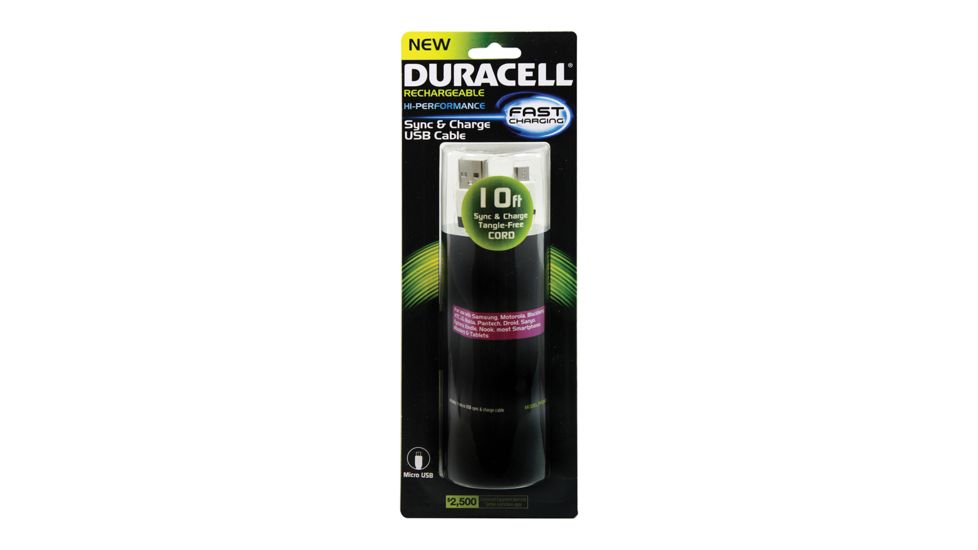 Duracell 10ft Flat Micro USB to USB Sync and Charge Cable, White PRO441