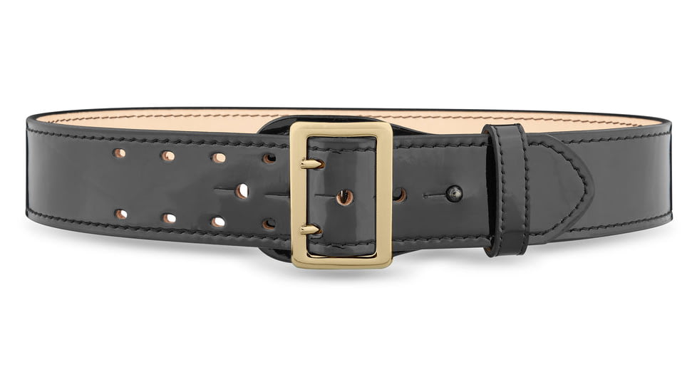 DutyMan 2-1/4inch High-gloss Leather Sam Browne 2-row Stitch Duty Belt With Gold Buckle DTY-1031-42-9002