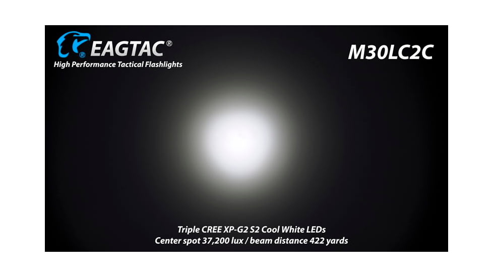 EAGTAC M30LC2-C Flashlight Kit, 3 Nichia 219B CRI-92 LED, 1000lm, Black, M30LC2C-3*219B-KIT-NW