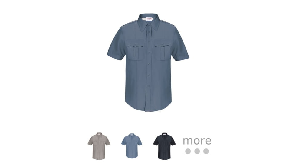 Elbeco DutyMaxx Short Sleeve Poly/Rayon Stretch Shirt - Mens, French Blue, Gray, Medium Blue, Navy, Silver Tan, White