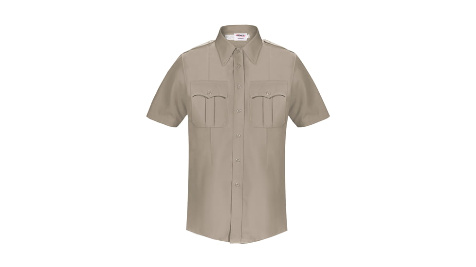 Elbeco DutyMaxx Short Sleeve Poly/Rayon Stretch Shirt - Mens, 14.5 in, Silver Tan, 5582D-14.5