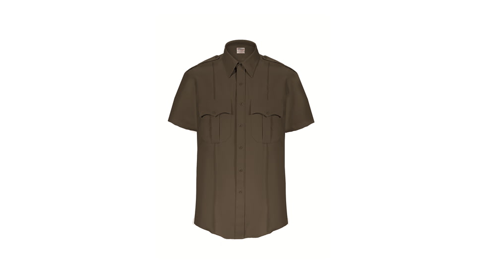 Elbeco TexTrop2 Zippered Short Sleeve Polyester Shirt - Mens, 19 in, Brown, Z3315N-19