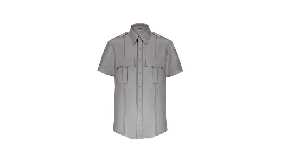 Elbeco TexTrop2 Zippered Short Sleeve Polyester Shirt - Mens, 17 in, Gray, Z3311N-17