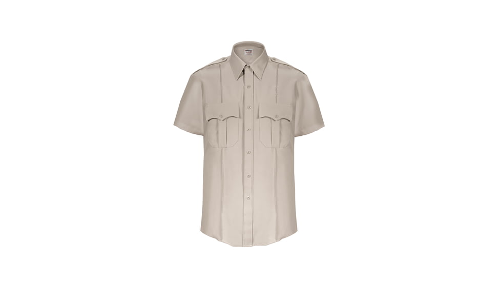 Elbeco TexTrop2 Zippered Short Sleeve Polyester Shirt - Mens, 18.5 in, Silver Tan, Z3312N-18.5