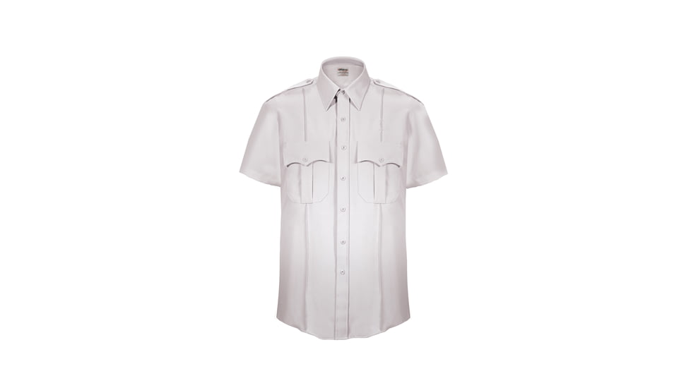 Elbeco TexTrop2 Zippered Short Sleeve Polyester Shirt - Mens, 14.5 in, White, Z3310N-14.5