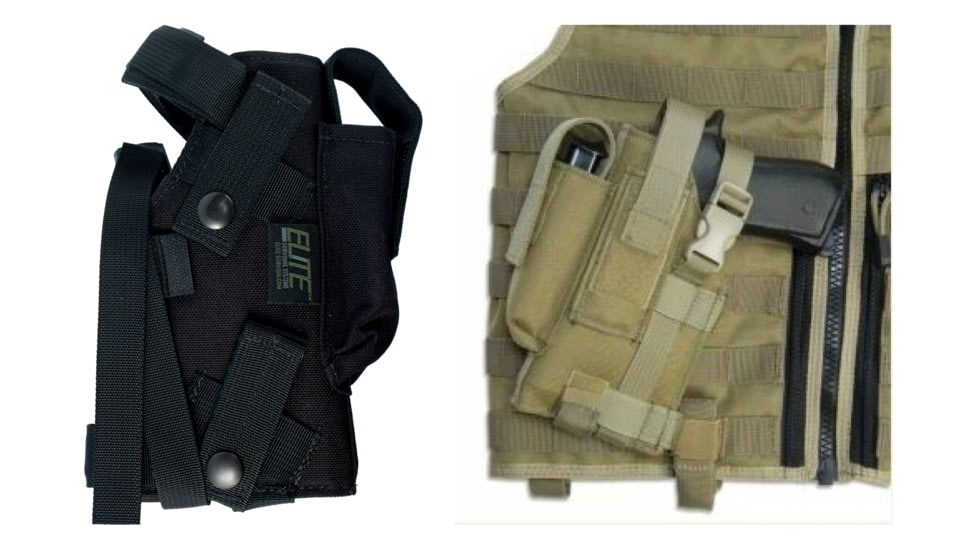 Elite Survival Systems MOLLE Pistol Light Holster, Black, Tan