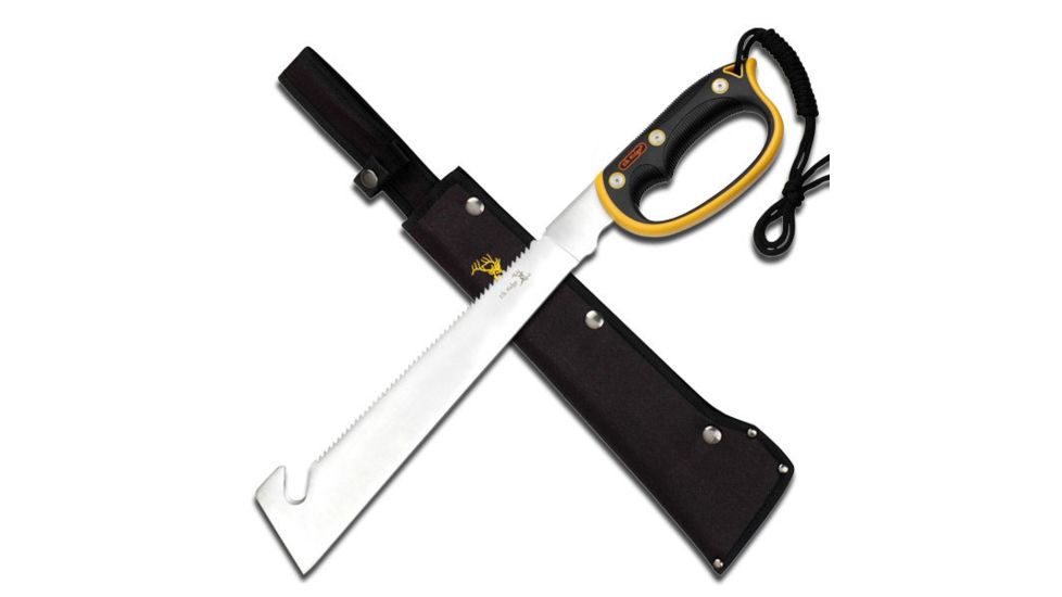 Elk Ridge Guthook Machete,13.5in,Stainless Blade,Yellow Composition D-Ring Hand Guard ER281