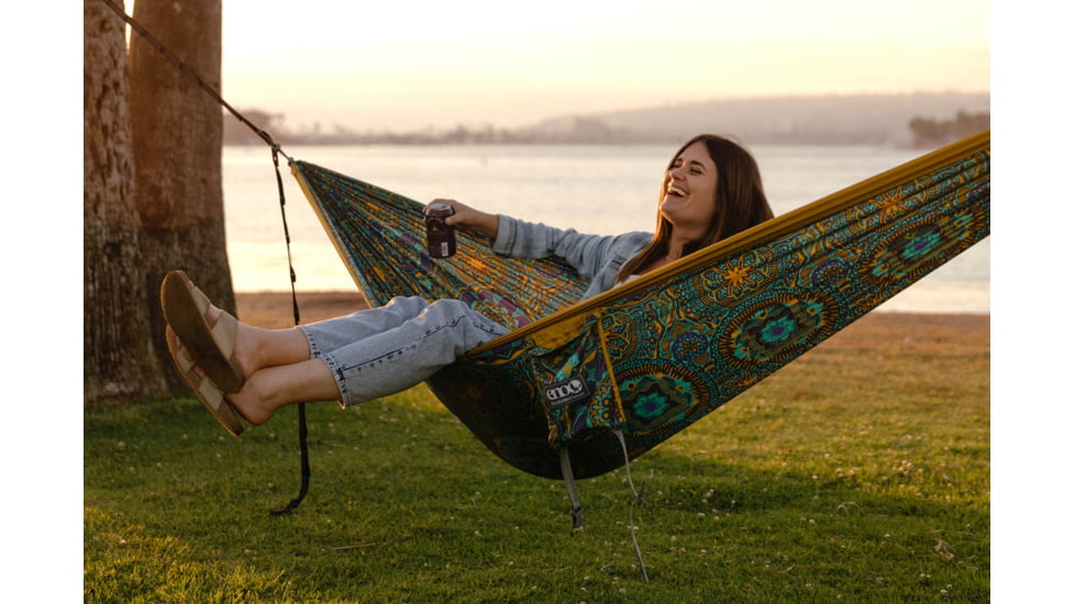 Eno DoubleNest Print Hammock, Mantra/Gold, One Size, DNP272