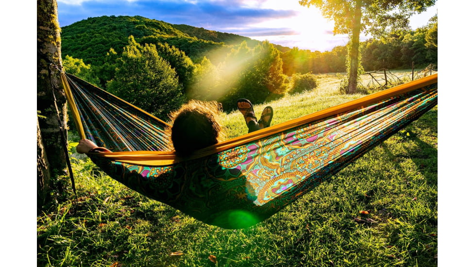 Eno DoubleNest Print Hammock, Mantra/Gold, One Size, DNP272