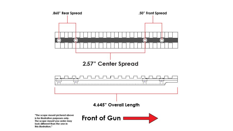 Evolution Gun Works Picatinny Rail Scope Mount, Ruger 10/22 Takedown, 0 MOA, 4.645in, Aluminum, Silver Anodized, 46111 