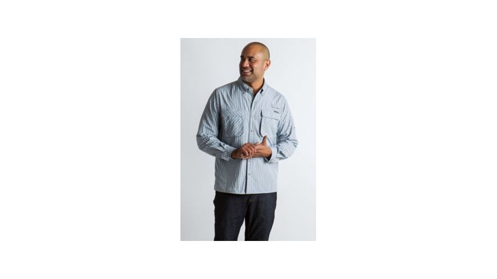 ExOfficio Air Strip Check Plaid Long Sleeve Shirt Men's, Cement, 3XL 10013159-9430_3XL
