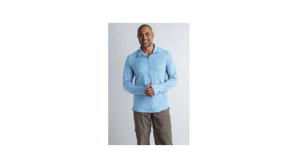 ExOfficio BA Sol Cool Zip Neck Long Sleeve Shirt Men's, Silverlake, XL 11113126-5280_XL