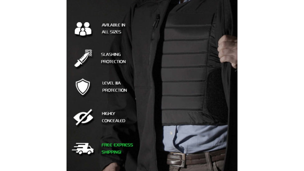 FAB Defense Masada Fleece Concealed Body Armor Vest, Level IIIA, Black, Large, Masada-Fleece-IIIA L