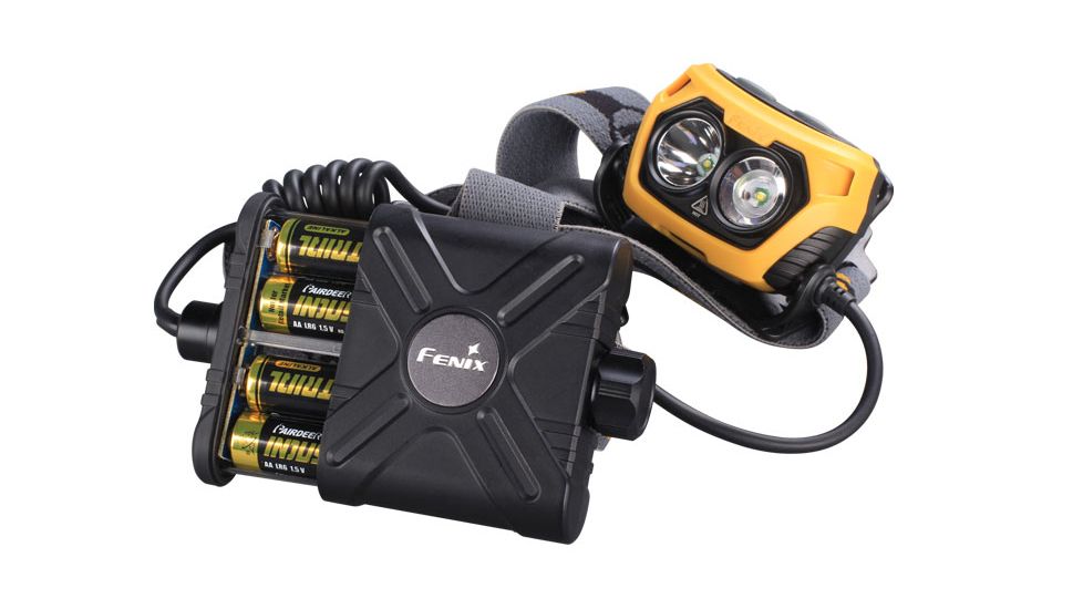 Fenix LED Headlamp, black and yellow, 360 HP25R4YW