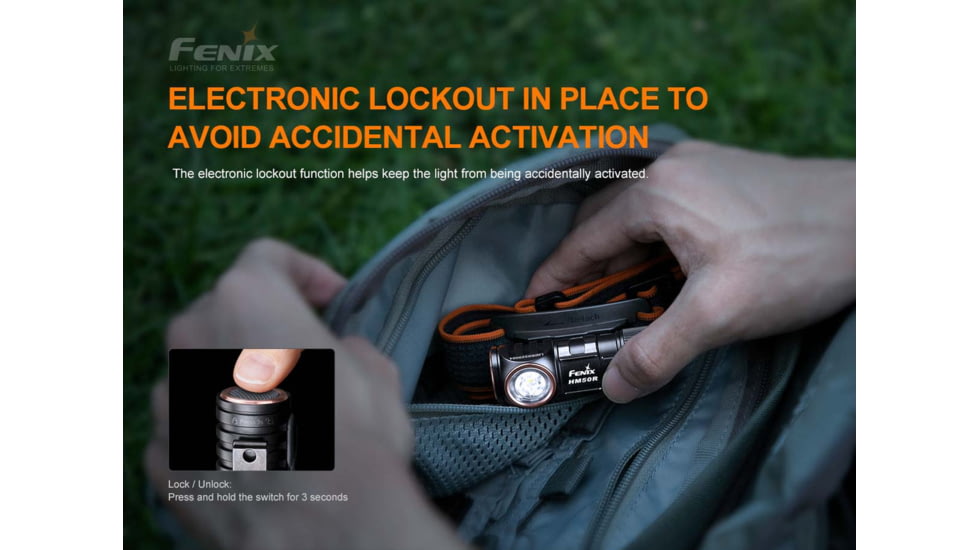 Fenix Lighting HM50R V2.0 Lithium Ion 700 Lumens Cree XP-G3 S4 LED Headlamp, Black, HM50V2BK