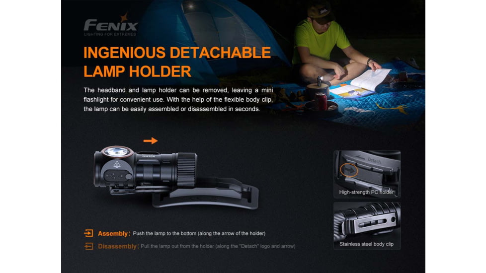 Fenix Lighting HM50R V2.0 Lithium Ion 700 Lumens Cree XP-G3 S4 LED Headlamp, Black, HM50V2BK