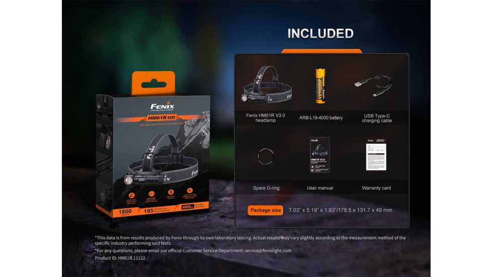Fenix Lighting HM61R V3 ARB-L18-4000 1800 Lumens LED Headlamp