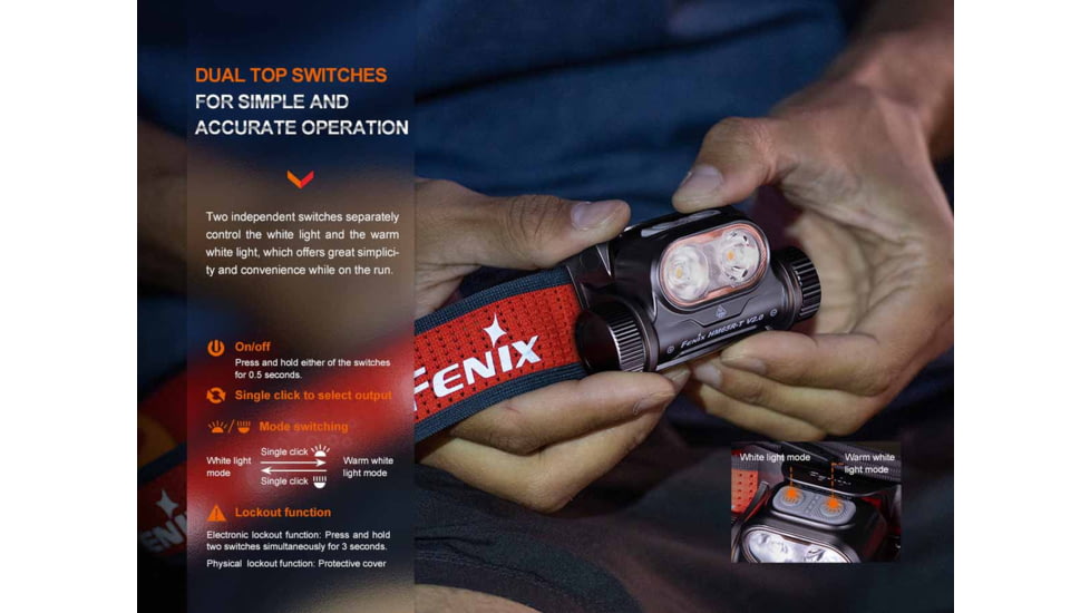 Fenix Lighting HM65R-T V2.0 Lithium Ion 1600 Lumens Luminus SST40 LED, Luminus SST20 LED Headlamp, Black, HM65RTV2BK