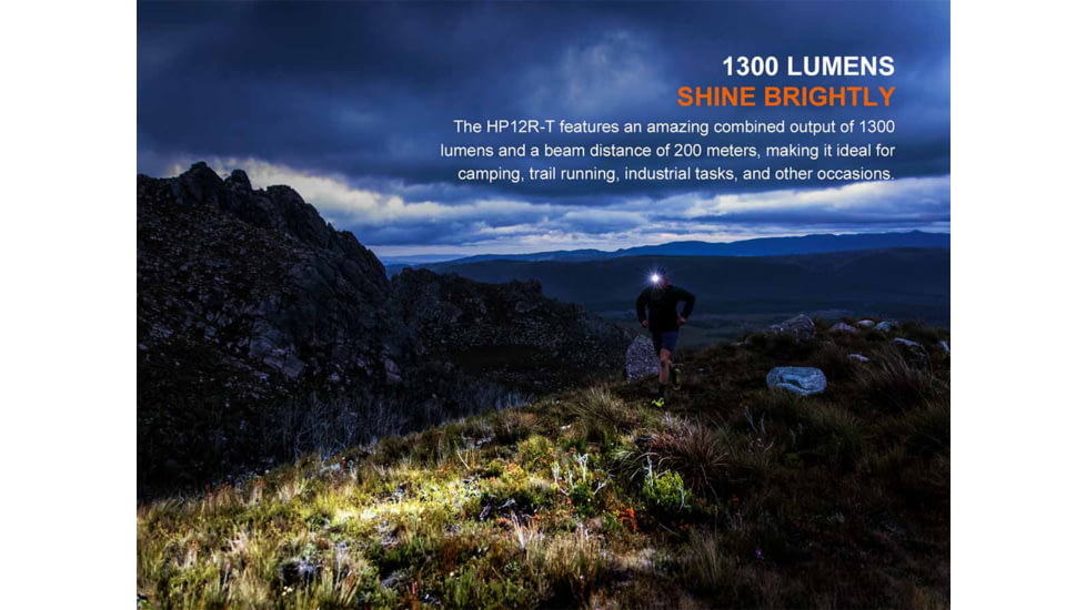 Fenix Lighting HP12R-T Lithium Ion 1300 Lumens Luminus SST25, Luminus SST20 CR480, 2835 LED Headlamp, Red, HP12RTRD