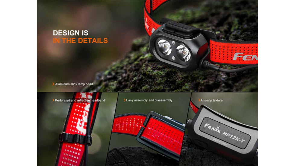 Fenix Lighting HP12R-T Lithium Ion 1300 Lumens Luminus SST25, Luminus SST20 CR480, 2835 LED Headlamp, Red, HP12RTRD