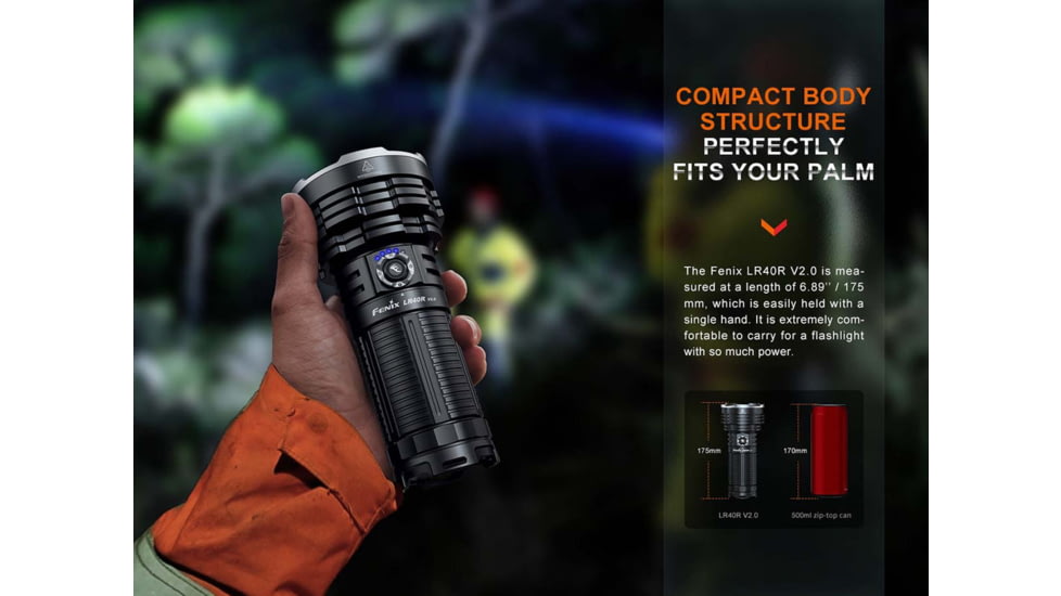 Fenix Lighting LR40R V2.0 Lithium Ion 15000 Lumens Luminus SFT70 LED, Lumileds HL2X LED Flashlight, Black, LR40R2BK