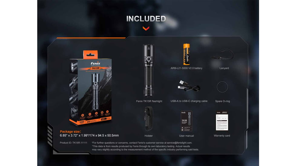 Fenix TK15R Lithium Ion 3200 Lumens LED Flashlight
