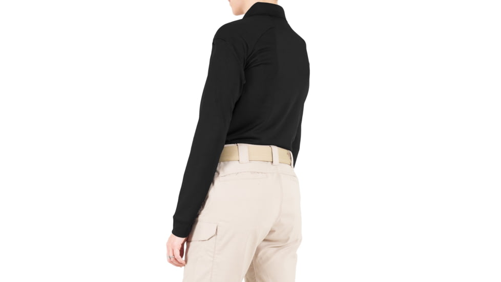 First Tactical Performance Long Sleeve Polo - Womens, Black, Extra Large, 121503-019-XL