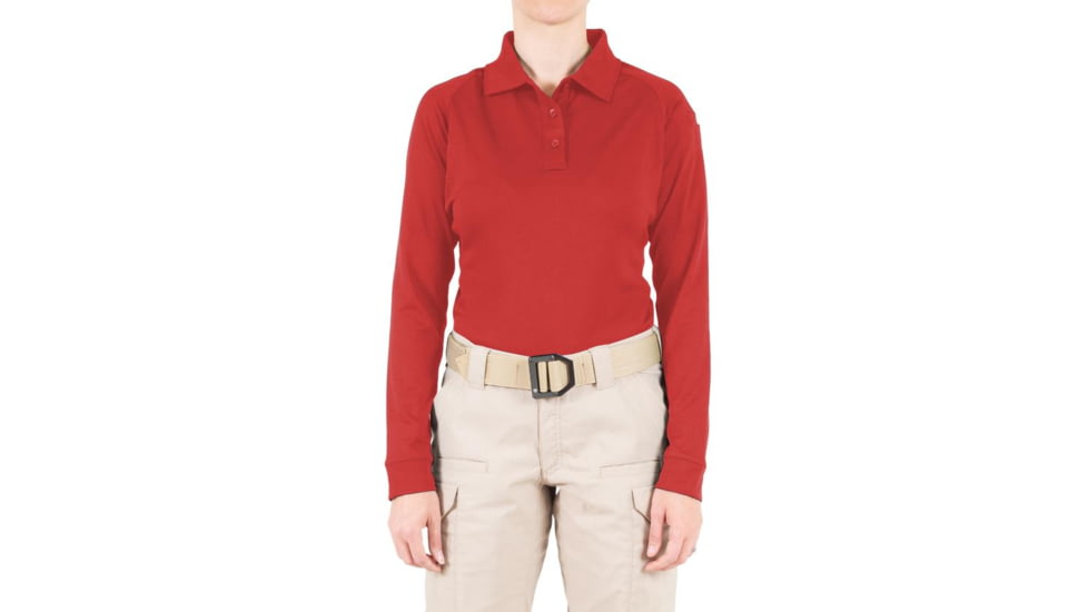 First Tactical Performance Long Sleeve Polo - Womens, Red, 2XL, 121503-400-XXL