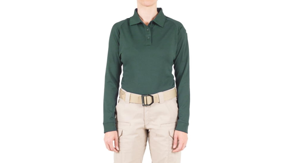 First Tactical Performance Long Sleeve Polo - Womens, Spruce Green, Extra Small, 121503-812-XS