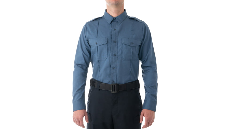 First Tactical Pro Duty Long Sleeve Shirt - Mens, French Blue, Short/Large, 111011-484-L-S