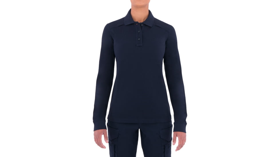 First Tactical WoMens Cotton L/S Polo w/Pen Pocket, Midnight Navy, Extra Small 121502-729-XS