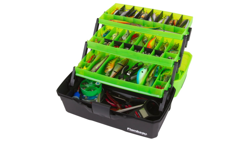 Flambeau 3 Tray Classic Tackle Box, Frost Green/Black, 6383FG