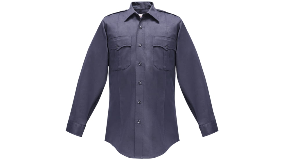 Flying Cross Duro Poplin Long Sleeve Shirt w/Sewn-In Creases - Men's, Midnight Navy, 15in Neck, 33in Sleeve, 35W547615033