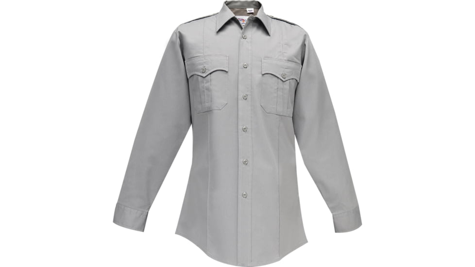 Flying Cross Duro Poplin Long Sleeve Shirt w/Sewn-In Creases - Men's, Nickel Gray, 15.5in Neck, 33in Sleeve, 35W544115533