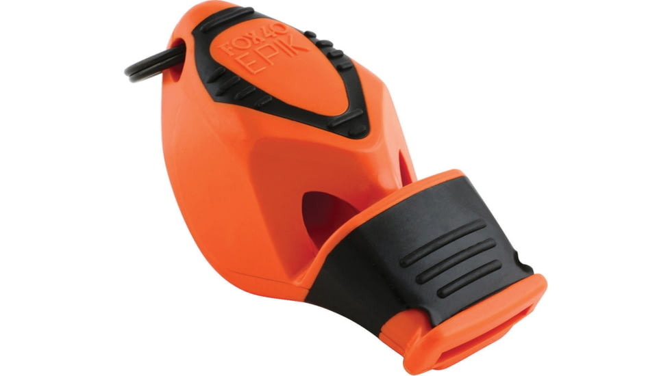 Fox 40 Epik CMG Safety Whistle, Three Chamber Pealess, Black Cushioned Mouth Grip, 115Db Thermoplastic, Orange, 8802-0300