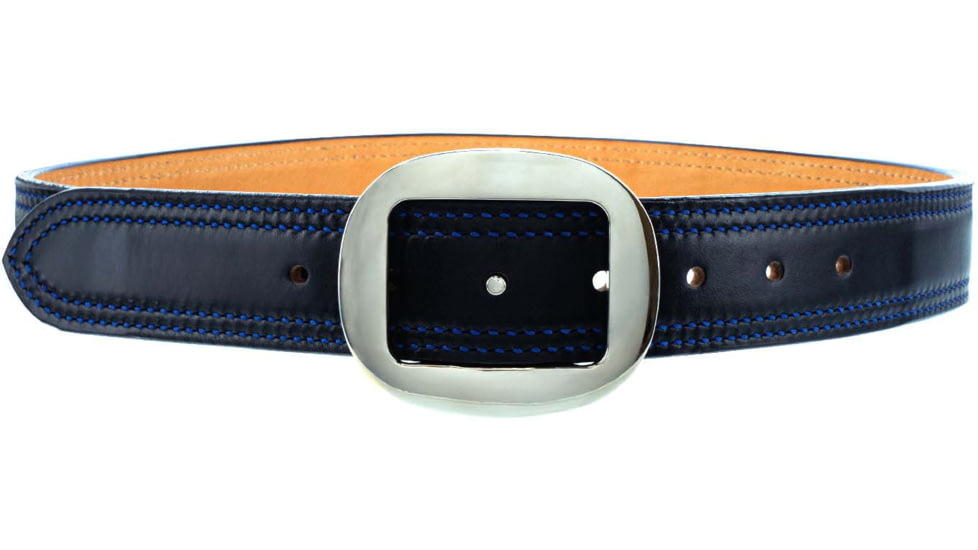 Galco 1 1/2in Center Post Flat Back Buckle Pants Belt, Black/Blue Thread, 40in, PB20-40BB-CPN1