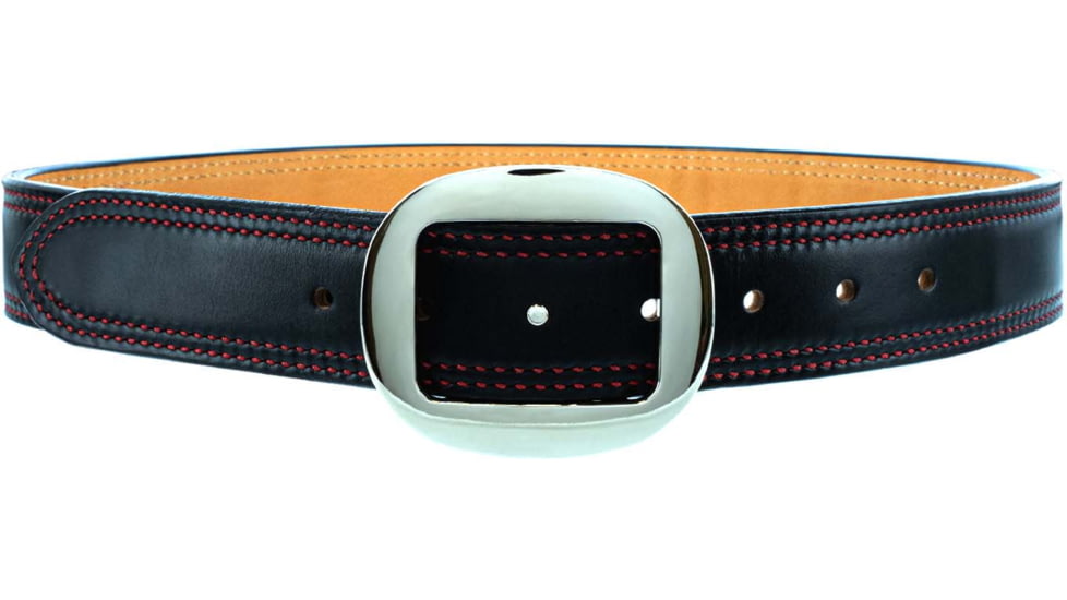 Galco 1 1/2in Center Post Flat Back Buckle Pants Belt, Black/Red Thread, 42in, PB20-42RB-CPN1
