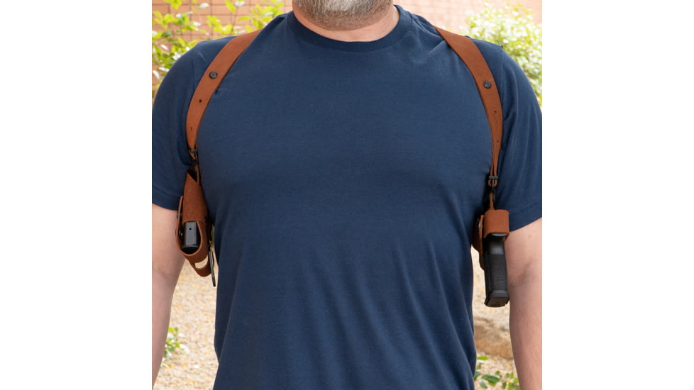 Galco Classic Lite 2.0 Shoulder System Shoulder Size Fits Chest Up To 56" Natural Leather Fits Glock 43, Right Hand, CL2800R