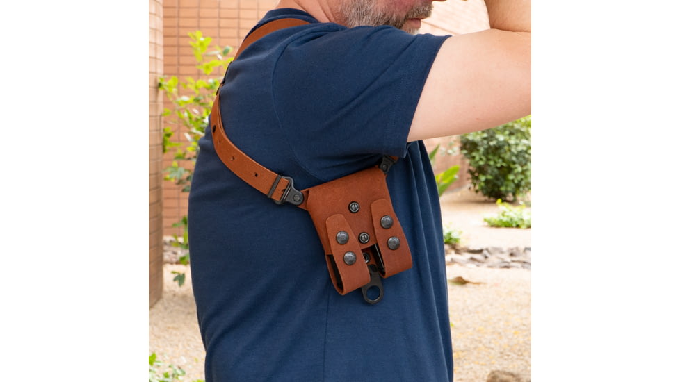 Galco Classic Lite 2.0 Shoulder System Shoulder Size Fits Chest Up To 56" Natural Leather Fits Glock 43, Right Hand, CL2800R