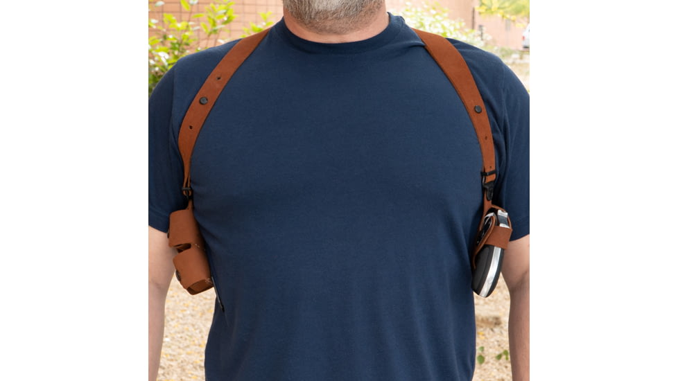 Galco Classic Lite 2.0 Shoulder System Shoulder Size Fits Chest Up To 56" Natural Leather Fits Glock 43, Right Hand, CL2800R