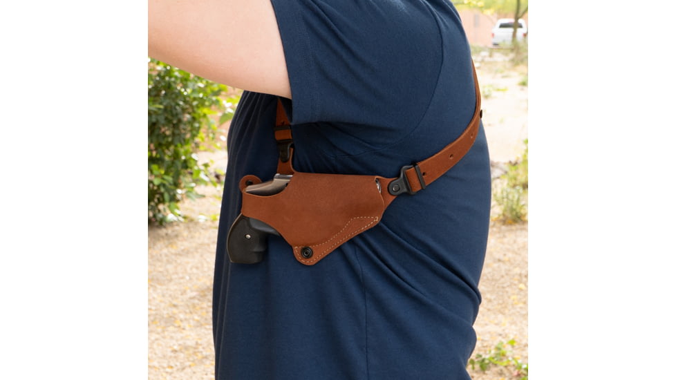 Galco Classic Lite 2.0 Shoulder System Shoulder Size Fits Chest Up To 56" Natural Leather Fits Glock 43, Right Hand, CL2800R