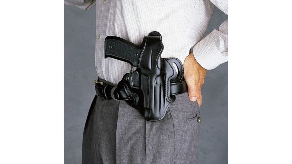 Galco Cop 3 Slot Steerhide OWB Belt Holster, Kahr Arms K40/Kahr Arms K9/Kahr Arms CW9/Kahr Arms P9/Kahr Arms P40/Kahr Arms CW40/Kahr Arms P45/Kahr Arms S9, Left Hand, Plain, Black, CTS291B