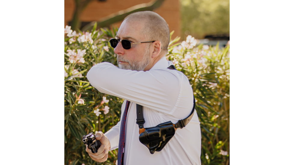 Galco Masterbilt Dual Defense Rig Premium Steerhide Shoulder Holster, Charter Arms Undercover 2in, S&amp;W J Frame M36 2in, S&amp;W J Frame M60 2 1/8in, S&amp;W J Frame M640 2 1/8in, Right Hand, Black, MD158B