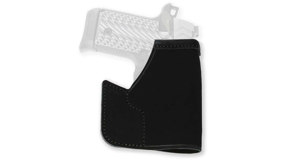 Galco Pocket Protector Handgun Leather Holster, Kel-Tec PF-9/Glock 42/Walther P22 3.4in, Ambidextrous, Plain, Black, PRO600B